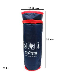 Tradineur - Bolsa térmica porta botellas, bolsa aislante portátil con correa de hombro ajustable, plegable, funda para bebidas, bocadillos, picnic, playa, camping (2 litros, 36 x 13,5 cm)