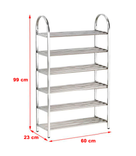 Tradineur - Zapatero metálico de 6 estantes 60 x 23 x 99 cm. Mueble zapatero 6 baldas, estantería de acero multiuso, soporte 6 niveles. Ideal para recibidor, pasillo o dormitorio