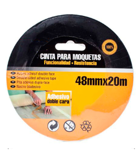 Tradineur - Cinta adhesiva para moquetas, doble cara, extra fuerte, cinta para alfombras, gran fuerza de agarre, fijación, hogar, 48 mm x 20 m