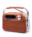 Tradineur - Radio vintage "Blues" clásico con asa - Sintonizador AM/FM/SW - Sintonizador con Indicador - Batería recargable - Bluetooth - Conector USB / Micro SD