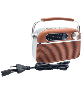 Tradineur - Radio vintage "Blues" clásico con asa - Sintonizador AM/FM/SW - Sintonizador con Indicador - Batería recargable - Bluetooth - Conector USB / Micro SD