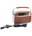 Tradineur - Radio vintage "Blues" clásico con asa - Sintonizador AM/FM/SW - Sintonizador con Indicador - Batería recargable - Bluetooth - Conector USB / Micro SD