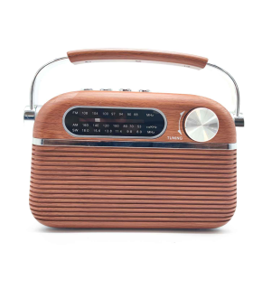 Tradineur - Radio vintage "Blues" clásico con asa - Sintonizador AM/FM/SW - Sintonizador con Indicador - Batería recargable - Bluetooth - Conector USB / Micro SD