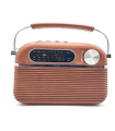 Tradineur - Radio vintage "Blues" clásico con asa - Sintonizador AM/FM/SW - Sintonizador con Indicador - Batería recargable - Bluetooth - Conector USB / Micro SD