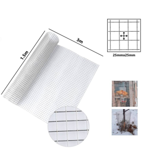 Tradineur - Rollo de malla metálica galvanizado, cuadrada, valla, cierre de alambre, cercar jardín, gallinero, finca, alta resistencia (Gris - 1,5 x 3 m)