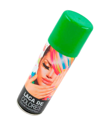 Tradineur - Laca para pelo en spray para halloween - Cantidad: 125 ml - Accesorio para disfraz de carnaval, fiestas, cosplay, cumpleaños, adulto - Color Verde