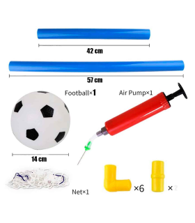 Tradineur - Portería montable de fútbol - Incluye balón de fútbol e inflador - Ideal para niños y para el jardín, la playa o el parque, color y modelo aleatorios