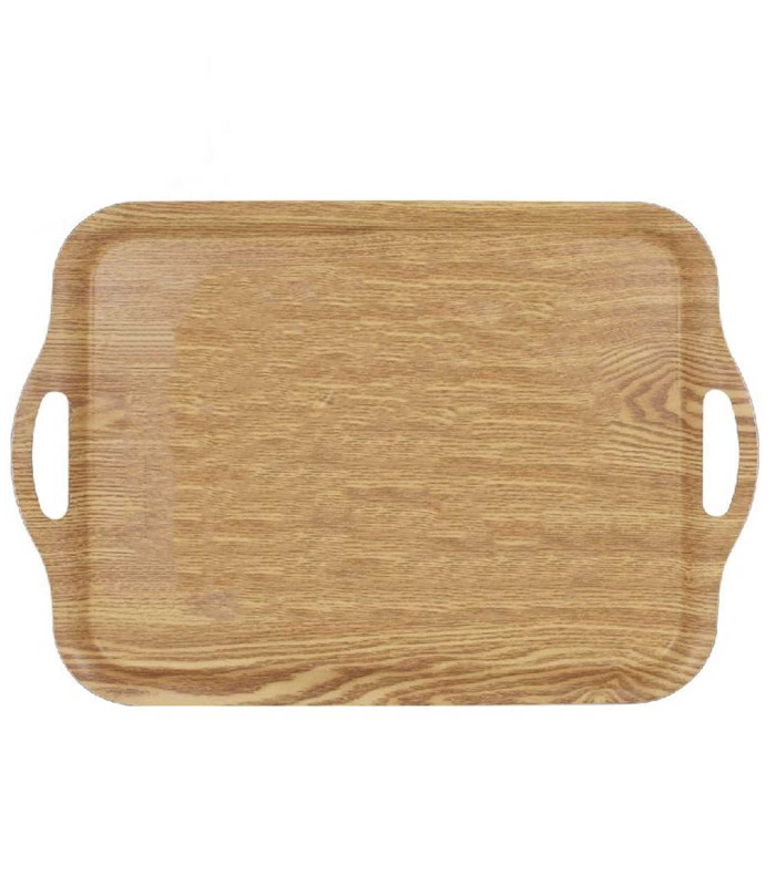 Bandeja de Melamina con asas de 3 x 48,2 x 33 cm, para transportar vajilla o alimentos o como decoración. Fuente de madera resistente y duradera, color claro, ideal para el hogar