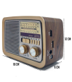 Tradineur - Radio vintage "POP" con diseño clasico - Sintonizador AM/FM/SW - Sintonizador con Indicador - Bluetooth - Conector USB / Micro SD