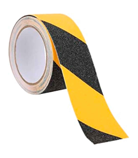 Tradineur - Cinta adhesiva antideslizante para escaleras, alta tracción, gran fuerza de agarre, abrasiva, interior y exterior (Negro y amarillo - 48 mm x 3 m)