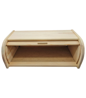 Tradineur - Panera con tapa persiana, madera natural sin tratar, 48 x 26 x 16,5 cm, contenedor, recipiente con tapa deslizante para guardar pan