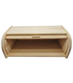 Tradineur - Panera con tapa persiana, madera natural sin tratar, 48 x 26 x 16,5 cm, contenedor, recipiente con tapa deslizante para guardar pan