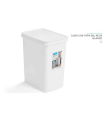 Tradineur - Cubo de basura rectangular con tapa - Fabricado en Plástico - Capacidad de 28 Litros - 44,5 x 35 x 25 cm - Color Blanco