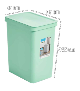 Tradineur - Cubo de basura rectangular con tapa - Fabricado en Plástico - Capacidad de 28 Litros - 44,5 x 35 x 25 cm - Color Pastel Aleatorio (Rosa - Verde)