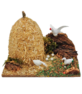 Tradineur - Corral de animales para belén navideño, resina y corcho, granja para nacimiento, figura decorativa pesebre, navidad, 7,5 x 10,5 x 7,5 cm, modelo aleatorio