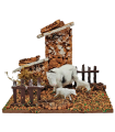 Tradineur - Corral de animales para belén navideño, resina y corcho, granja para nacimiento, figura decorativa pesebre, navidad, 7,5 x 10,5 x 7,5 cm, modelo aleatorio