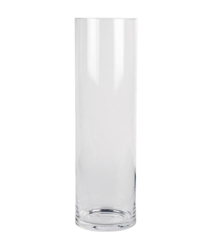 Jarrón de cristal cilíndrico decorativo 38,5 x 15 cm, florero tubular transparente, sencillo, moderno para decorar el interior del hogar con flores, sobremesa, suelo