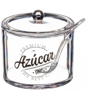 Tradineur - Set de salero y azucarero transparentes de metacrilato con tapa, recipientes para guardar sal y azúcar, condimentos de cocina (Premium, 10 y 9 cm)