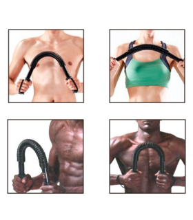 Tradineur - Barra de musculación 40 kg, barra flexible de ejercicio de resistencia, máquina entrenamiento de brazos y pectorales, fitness, muelles de acero, antideslizante - 58 x 4 cm