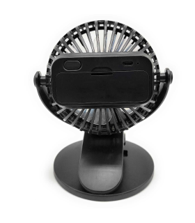 Tradineur - Mini ventilador recargable portátil con pinza, rotación 360º, 3 velocidades, silencioso, diseño compacto, 22 x 10,5 x 3,5 cm, color aleatorio