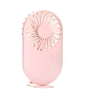 Tradineur - Mini ventilador portátil recargable con soporte, ventilador de mano, 3 velocidades, silencioso, diseño compacto, 13,8 x 7,8 x 2,7 cm, color aleatorio