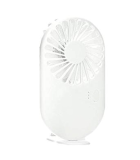 Tradineur - Mini ventilador portátil recargable con soporte, ventilador de mano, 3 velocidades, silencioso, diseño compacto, 13,8 x 7,8 x 2,7 cm, color aleatorio