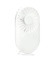 Tradineur - Mini ventilador portátil recargable con soporte, ventilador de mano, 3 velocidades, silencioso, diseño compacto, 13,8 x 7,8 x 2,7 cm, color aleatorio