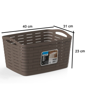 Tradineur - Cesta de plástico con asas, almacenamiento y transporte de ropa sucia, lavandería, fabricada en España - 22 litros - 40 x 31 x 23 cm - Color aleatorio