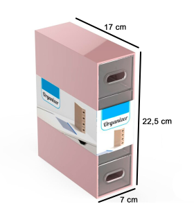 Tradineur - Mini cajonera de plástico con 4 cajones transparentes, organizador de cosméticos, maquillaje, accesorios de costura, fabricada en España - 22,5 x 7 x 17 cm, color pastel aleatorio