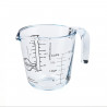 Tradineur - Jarra de vidrio medidora de 500 ml, diferentes tipos de medidas, 12 x 12 x 16 cm, vaso medidor con asa válido para m