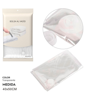 Tradineur - Pack de 4 bolsas salva espacio transparentes, almacenaje, guardar ropa al vacío, ahorro de espacio, envasar prendas, ropa de cama, mantas, 40 x 50 cm