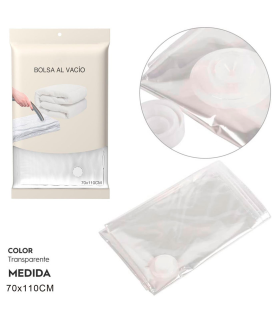 Tradineur - Pack de 4 bolsas salva espacio transparentes, almacenaje, guardar ropa al vacío, ahorro de espacio, envasar prendas, ropa de cama, mantas, 70 x 110 cm