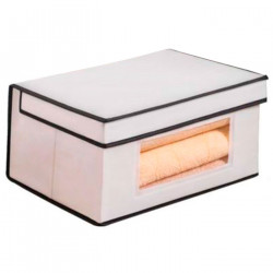 Tradineur - Organizador de tela con ventana, caja plegable, ordenación, ropa, fácil de limpiar, antipolvo, antihumedad, 25 x 35