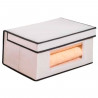 Tradineur - Organizador de tela con ventana, caja plegable, ordenación, ropa, fácil de limpiar, antipolvo, antihumedad, 25 x 35