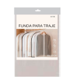 Tradineur - Pack de 4 fundas para trajes, PEVA, cremallera, translúcidas, transpirables, almacenamiento de ropa, abrigos, chaquetas, jerséis - 60 x 100 cm - Color borde aleatorio