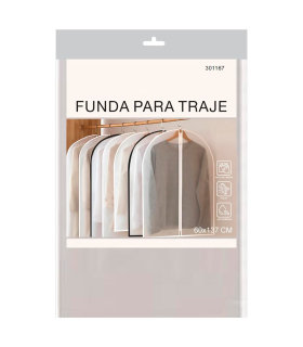 Tradineur - Pack de 4 fundas para trajes, cremallera, PEVA, translúcidas, transpirables, almacenamiento de ropa, abrigos, chaquetas, jerséis - 60 x 137 cm - Color borde aleatorio