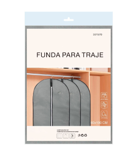 Tradineur - Pack de 4 fundas para trajes, TNT, cremallera, transpirables, almacenamiento de ropa, abrigos, chaquetas, jerséis (Gris - 60 x 100 cm)