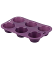 Tradineur - Molde de silicona para 6 magdalenas, bandeja para hornear muffins, cupcakes, antiadherente, fácil desmolde, 24,5 x 16,5 x 3,5 cm