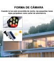 Tradineur - Foco solar LED de pared con sensor de movimiento y mando, forma de cámara de seguridad, 770 lumen, impermeable, incluye tornillos y tacos, jardín, exterior - 17,5 cm