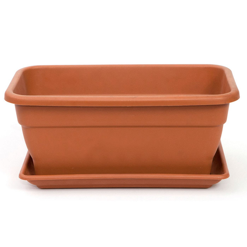 Tradineur - Jardinera eva de plástico con plato adán 16 litros, 40 cm - PLFT - Color Marron. Macetero, maceta para plantas y flo Tradineur - Jardinera eva de plástico con plato adán 16 litros, 40 cm - PLFT - Color Marron. Macetero, maceta para plantas y flo