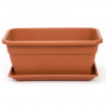 Tradineur - Jardinera eva de plástico con plato adán 16 litros, 40 cm - PLFT - Color Marron. Macetero, maceta para plantas y flo