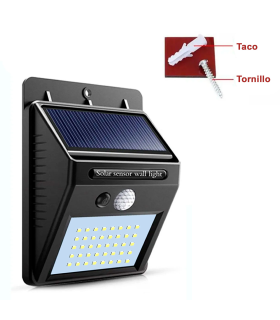 Tradineur - Pack de 2 focos solares de pared con sensor de movimiento, LED, lámpara exterior, recargable, 3.7 V, 300 lumen, impermeable, incluye tornillo y taco, jardín - 12,4  x 9,6 cm