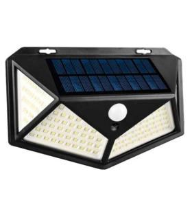 Tradineur - Lámpara solar de pared con sensor de movimiento, LED, foco exterior, recargable, 3.7 V, 450 lumen, impermeable, incluye tornillos y tacos, jardín, 18 x 12 cm