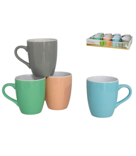 Taza de cerámica, tazón desayuno, café, infusiones, diseño clásico, resistente y duradera, apta para lavavajillas y microondas, 340 ml. 8,5 x 12 x 10 cm, color aleatorio