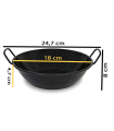 Tradineur - Paellera honda con asas, acero esmaltado, 1 ración, cocinar paella, arroces, apta para cocina de gas y horno (Negro, Ø 18 cm)