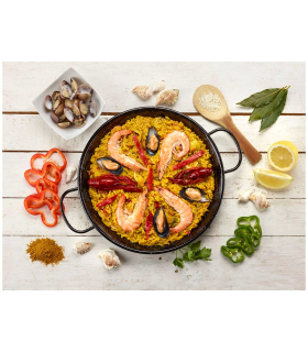 Tradineur - Paellera honda con asas, acero esmaltado, 1 ración, cocinar paella, arroces, apta para cocina de gas y horno (Negro, Ø 18 cm)