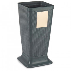 Tradineur - Paragüero de plástico - Modelo Rattan - Soporte para paraguas cuadrado para entrada de oficinas, negocios, hogar - 5