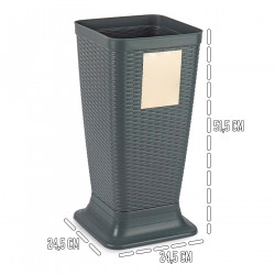 Tradineur - Paragüero de plástico - Modelo Rattan - Soporte para paraguas cuadrado para entrada de oficinas, negocios, hogar - 5