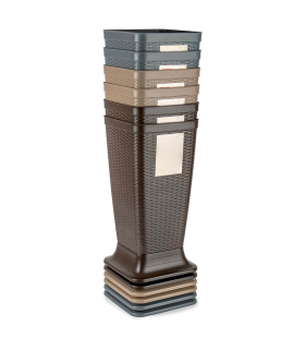 Tradineur - Paragüero de plástico - Modelo Rattan - Soporte para paraguas cuadrado para entrada de oficinas, negocios, hogar - 51,5 x 24,5 x 24,5 cm - Color Aleatorio