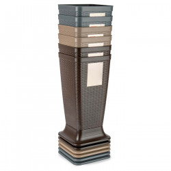 Tradineur - Paragüero de plástico - Modelo Rattan - Soporte para paraguas cuadrado para entrada de oficinas, negocios, hogar - 5